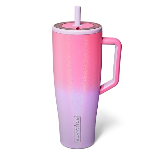BrüMate Era 40 oz Tumbler with Handle and Straw | 100% Leakproof Insulated Tumbler with Lid and Straw | Made of Stainless Steel | Cup Holder Friendly Base | 40oz (Cotton Candy)