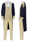 Adult Men George Washington Coslpay Jacket Vest Pants Uniform Medieval Alexander Hamilton Halloween Costume (Uniform, 3X-Large)
