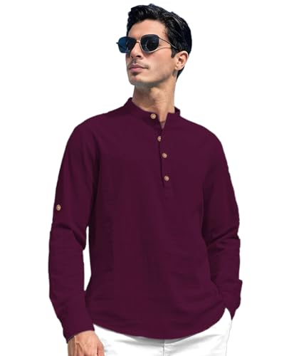 Image of Vida Loca Men Solid Cotton Blend Straight Kurta Shirt