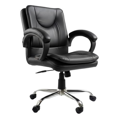 Image of Cushno Ergonomic Executive Office Chair | Premium Leatherette Double Cushioned | Medium Back Computer Desk Chair with Armrests, Tilt Mechanism & 360 Swivel | Heavy Duty Metal Base (Black)