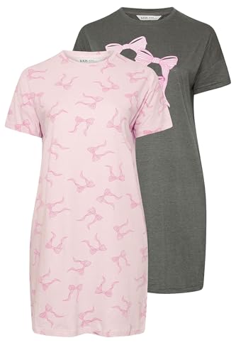 Image of Yourset Curve 2 Pack & Pink Bow Print Nightdresses - Women's - Plus Size Curve