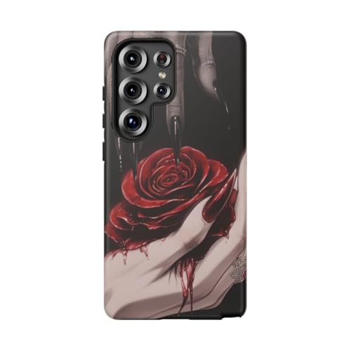 Coque rigide mate Samsung S25 Ultra anti-rayures au design gothique rose rouge