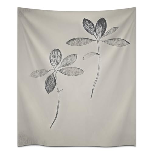 Minimalist Botanical Sketch Tapestries Fine Fabric Texture Vintage Boho Style