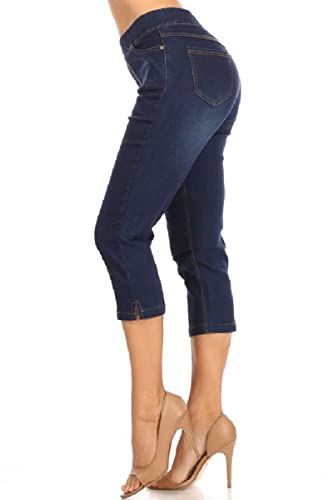 Women's Capri Jeans Skinny Jeggings Pull-On Denim Capris Pants with Pockets Regular & Plus Size2