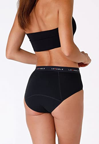 Lovable Slip Alto da Ciclo Mestruale Flusso Abbondante Period Panties Donna, Nero, M - 2
