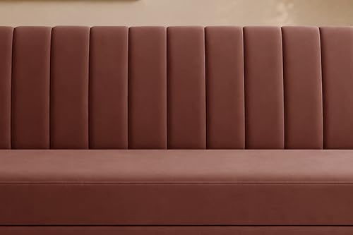 Image of Modern Velvet 3-Seater Sofa Cum Bed, Convertible Sleeper Couch Sofa for Living Room, Bedroom & Office-Brown