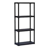 EffeDecor - Scaffale in Plastica Modulare Nero 3/4/5 Ripiani Scaffalatura Montaggio Veloce,per Garage, Magazzino,Interno o Esterno (4 Ripiani)