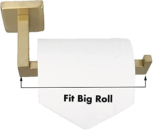 YUET Square 304 Stainless Steel Toilet Roll Holder – Wall Mounted Brushed Brass Tissue Hanger With Rustproof Finish For Bathroom & Kitchen
