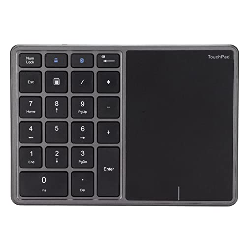 Wisoqu Bluetooth Number Pad for Laptop, 2.4G Cordless Number Keypad, Rechargeable 22 Keys Touch Screen Numeric Keypad Numpad, External Numpad Keyboard for Laptop PC Notebook (Grey)