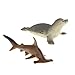 Sharplace - Lote de 2 figuras de animales océanos de plástico, diseño de tiburón y martillo