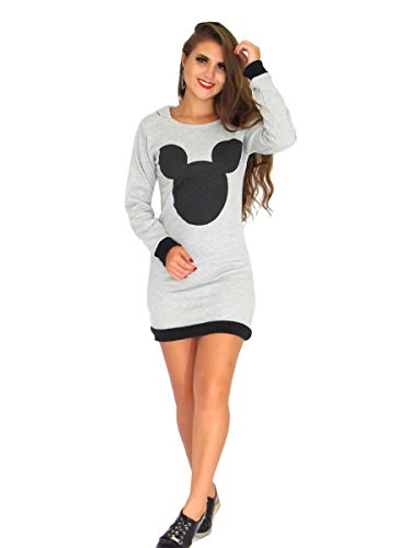Vestido Moletom Mickey Com Capuz (CINZA, M)