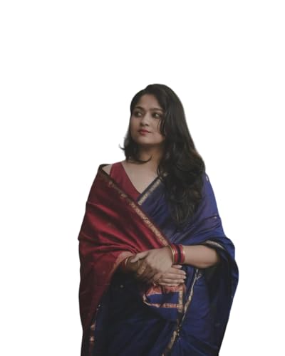 Image of Women's Banarasi Style Pure Kanjivaram Silk Jacquard Kanchipuram Pattu Saree With Un-Stiched Blouse (Navy Blue)