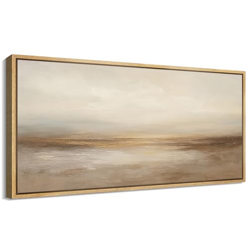 MUDECOR Extra Larg Framed Canvas Print Wall Art Neutral Beige