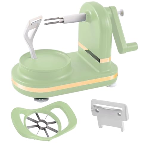 Pelador y descorazonador de manzanas para manzana, pera y cítricos, accesorio de cocina giratorio manual, incluye 1 repuesto Bla des y 1 descorazonador/rebanador de manzana (verde)