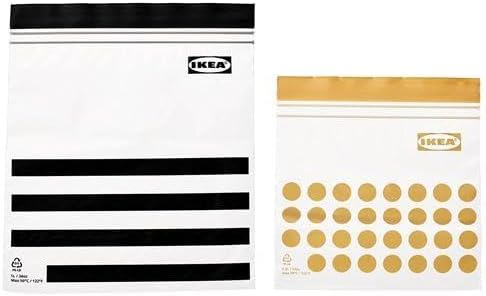 IKEA Kilitlenebilir Buzdolabı Poşeti MeridyenDukkan Siyah-Sarı 60 Adet Geometrik Desen