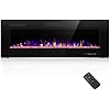 50" Electric Fireplace Recessed and Wall Mounted, 750/1500W Ultra-Thin Electric Fireplace Heater with Adjustable Flame Color and Brightness, Low Noise, Linear Fireplace for Living Room