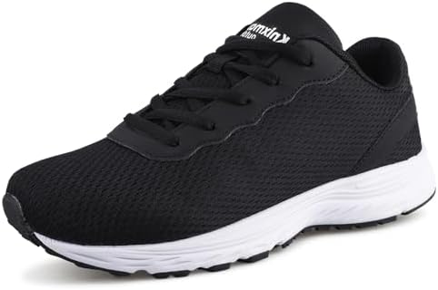 Knixmax Outdoor Brede pasvorm sneakers voor heren en dames, lichtgewicht loopschoenen, ademend, comfortabel, atletische gymsneakers, A Zwart, 8 UK Wide