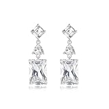 Asscher/Emerald Cut Moissanite Earrings in D-color VVS, 14K Gold Drop and Dangle Earrings for Women, Wonderful Gift for Wedding or Anniversary (Square, 10K Gold)