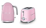 Smeg 50s Retro Style KLF03 1.7L Hervidor de agua y TSF01 juego de tostadora de 2 rebanadas (rosa)