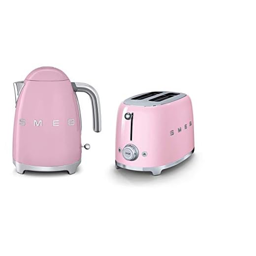 Smeg 50s Retro Style KLF03 1.7L Hervidor de agua y TSF01 juego de tostadora de 2 rebanadas (rosa)