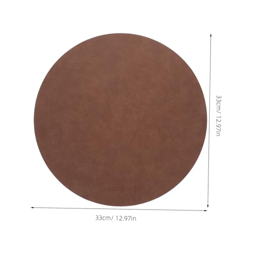 Sets de table ronds en PU marron café imperméables Mikikit lavables pour salle à manger - 3