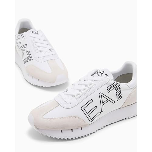 EA7 Unisex. X8X101_XK257 Sapatilhas Preto E Branco Vintage Branco (41 1/3), Plano, CordãO, Casual - 6