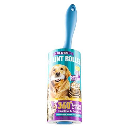 Image of POPCHOSE Lint Roller for Pet Hair Extra Sticky, 90 Sheets with 1 Handles