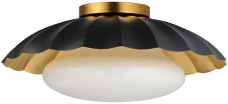 Maxim Primrose - 1 Light Flush Mount-6.75 Inches Tall and 16 Inches Wide-Black/Gold Leaf Finish