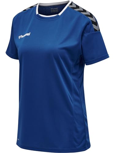 hummel 女性用 HmlAuthentic ポリジャージー ウーマン S/S ジャージ, トゥルーブルー, X-Small