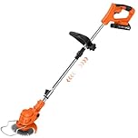 Cordless Strimmer with 4 Blades and 2 x 21V 2000mAh Battery, Garden Strimmer with Foldable Design and Adjustable Telescopic Shaft, Grass Trimmer for Lawn, Bushes and Yard - Orange
