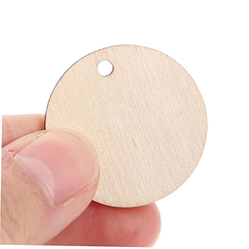 CAXUSD 50Pcs Round Wood Slice with Hole 1.18 Inch DIY Wood Pieces for Scrapbooking Painting Tags Home Decoration Crafts - Image 2