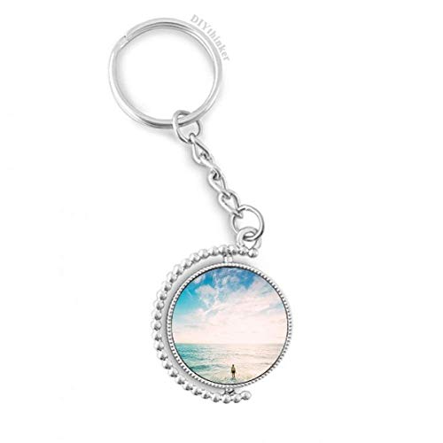 Porte-clés image mer et plage rotative rotatif en métal durable 3,5"