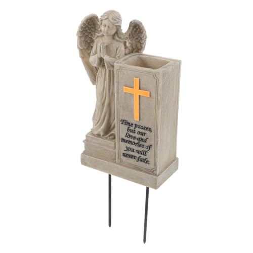 HEMOTON Ornement De Résine Vase à Fleurs Funéraire pour Cimetière avec Pointes pour Fleurs Fraîches Ou Artificielles Décoration De Jardin Tombale