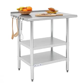 Hally 24x30 Stainless Steel Prep Table with Backsplash and Adjustable Shelves