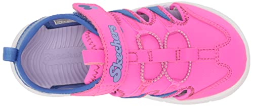 Skechers Kids Girls Flex Splash-Epic Breeze Sandal Sneaker, Hot Pink/Blue, 3 Little Kid