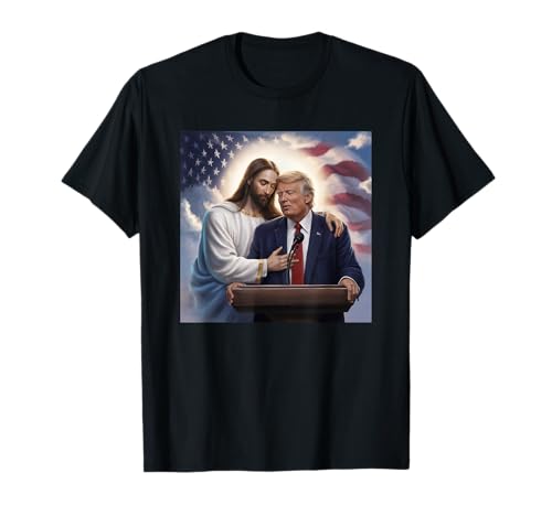 Image of Trump & Jesus USA Patriotic President Savior Faith Pride T-Shirt