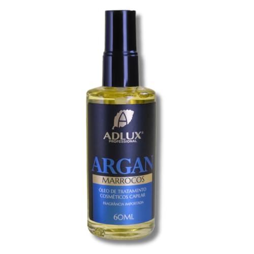 Óleo de Argan Marrocos Adlux, 60ml, Azul. Tratamento Capilar, Sem Frizz, Sem Pontas Duplas.