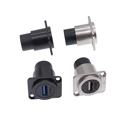 Conector USB 3.0 hembra de metal para panel en color plata coaxial 2