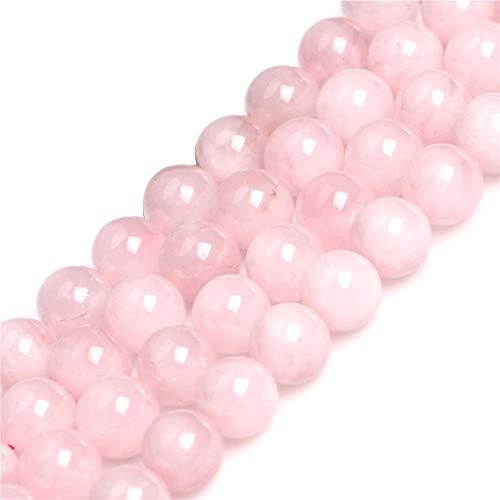 GEM-Inside Natural 6mm Rose Quartz Round Gemstone Semi Precious Loose Beads for Jewellery Making 15''