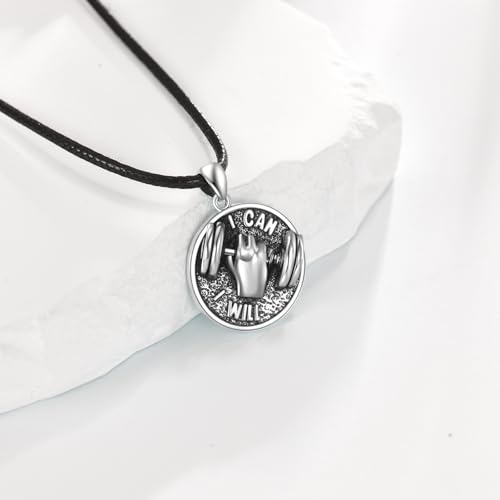 Dumbbell Necklace Sterling Silver Dumbbell Pendant GYM Necklace Sports Jewelry Weight Lifting Gifts for Men Sport Lovers4