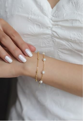 Bracelet perles eau douce or 14k | Bijou double couche prestigieux - 5