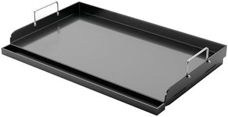 Utheer 25" x 16" Nano-Ceramic Nonstick Griddle for Gas & Charcoal Grills – Universal Flat Top with Grease Groove, Reinforced Ridges & High Sidewalls, Perfect for Healthy Cooking, Parties & Camping