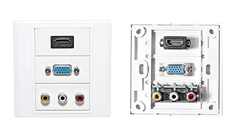 Image of HDMI /VGA /3RCA Multimedia Modular Wall Socket Face Plate Socket Plug Jack Cable or Adapter for Home /Office. (HDMI /VGA /3RCA)