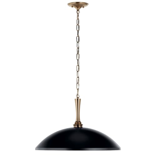 Kichler Delarosa 1-Light Pendant Light Fixture, Updated Traditional Hanging Light with Black Shade and Champagne Bronze Hardware for Kitchen Island, Dining Room, Hallway (12.75" x 20.25"), 52638BK by Kichler - Image 2