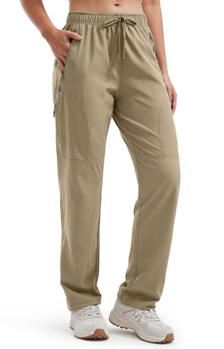 Libin Pantalones Trekking Cargo Mujer Ligera Secado Rápido Impermeable 27'' Senderismo Pantalone de Viajes al Aire Libre Campamento Golf Pesca Montañismo Caza, Caqui Oscuro L