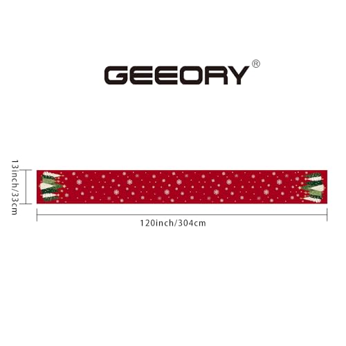 GEEORY Christmas Table Runner 13x120 Inch, Xmas Trees Snowflakes Holiday Decorative Farmhouse Table Decoration for Kitchen Dinning, Indoor Outdoor Dinner Party Decor (Red) GT150-120 by GEEORY - Image 6