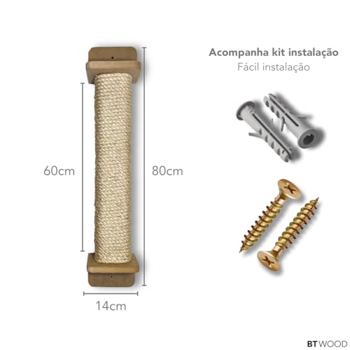 Genérico Arranhador para Gatos 80cm de Altura Resistente Sisal de 8mm com Kit Fixação (CARPETE GRAFI