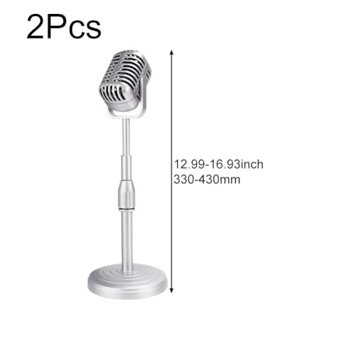Microphone de simulation vintage rétro avec support de table pour décoration et shooting - 4