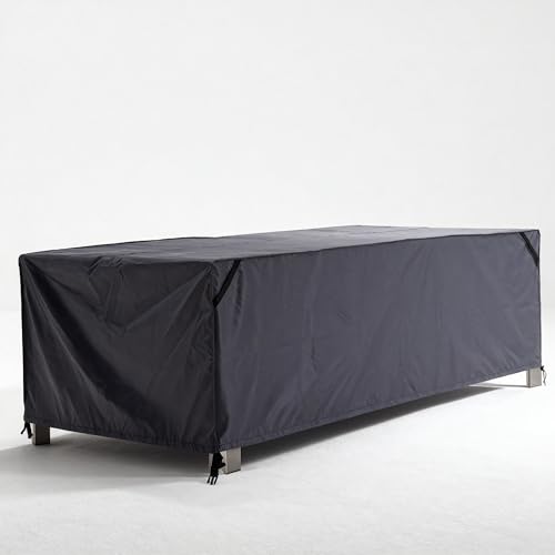 Aloomis Rectangular Patio Table Cover - 600D Tough Canvas Heavy-Duty Waterproof Outdoor Dining Table and Chairs General Purpose Furniture Cover (DarkGrey, 86.6''x57.5''x27.6''-No zipper)