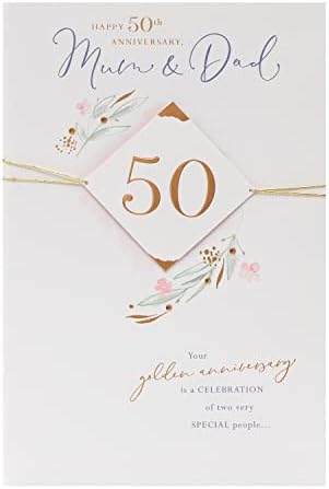 UK Greetings 50th Wedding Day Anniversary Card for Mum & Dad - Mum & Dad 50th Anniversary Card - Golden Wedding Anniversary Card for Mum & Dad - 50th Wedding Anniversary Card for Parents
